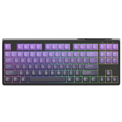 Teclado Gaming Sem Fios Free Wolf M87 75% - Switches Silenciosos, Retroiluminação Rainbow, BT/2.4G, Teclas PBT em Degradé, Design Compacto