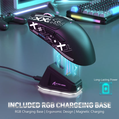 ATTACK SHARK X11 Wireless Gaming Mouse with Charging Dock, PixArt PAW3311 Gaming Sensor, BT/2.4G Wireless/Wired