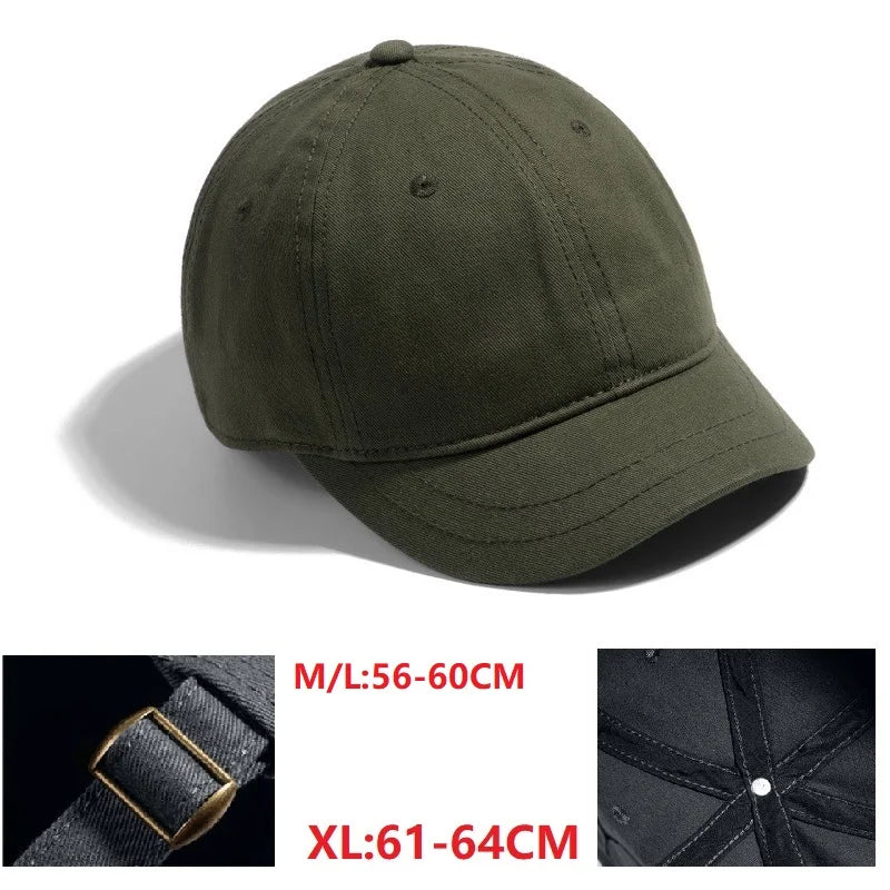 Gorra de béisbol para hombre con cabeza grande, parte trasera cerrada, ala corta de 5 cm, gorras ajustadas de malla, gorras elásticas totalmente cerradas, tallas 56-60 cm y 61-65 cm