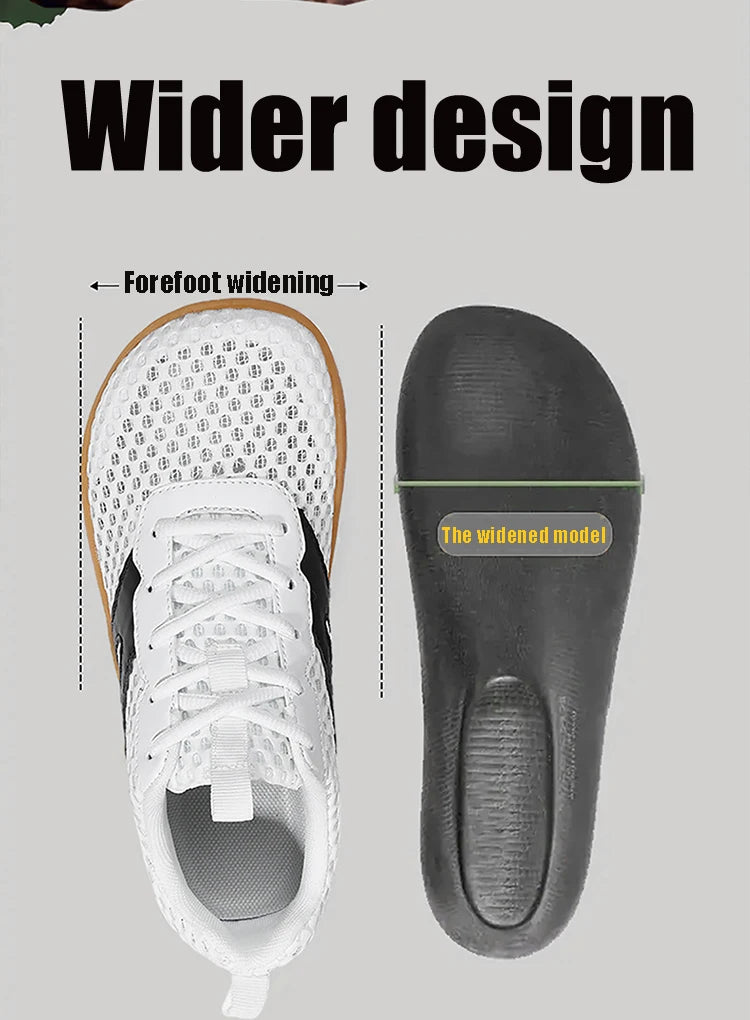 Herren-Barfuß-Loafer mit breitem Design, rutschfest, Freizeitschuhe/Wanderschuhe, in mehreren Farben erhältlich, atmungsaktives Mesh-Herrenschuhwerk
