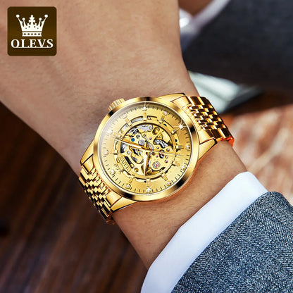 OLEVS 9920 Original Skeleton Men's Watches Solid Stainless Steel Waterproof Luminous Man Watch Luxury Automatic Mechanical Watch
