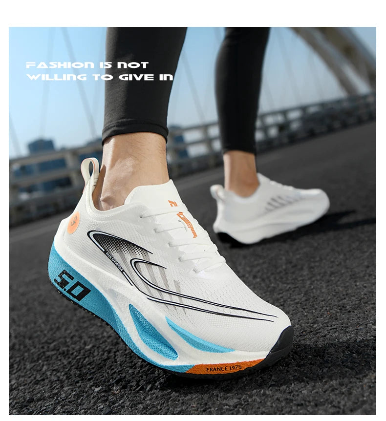 FourSeasons Men's Sports Sneakers Carbon Plate Running Shoe, Breathable Marathon Racing Comfortable Athletic Training Shoes Walking