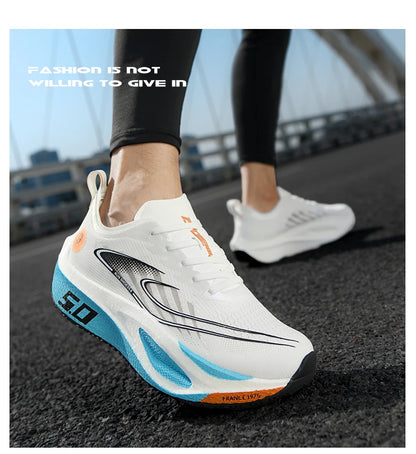FourSeasons Men's Sports Sneakers Carbon Plate Running Shoe, Breathable Marathon Racing Comfortable Athletic Training Shoes Walking