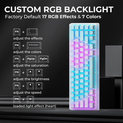 XVX M67 JadeStone mechanische Tastatur mit IMD-Tech-Tastenkappen, Hot-Swap-fähig, Gasket-Mount, Tri-Mode, individuell anpassbares RGB, kabellose Tastatur 65%