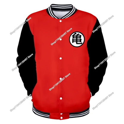 Neue japanische Anime Dragon Ball Z College-Jacke für den Herbst, lässiger Sweatshirt-Hoodie-Mantel, Marken-Baseballjacke