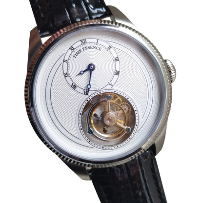 Time Essence Tourbillon Watch Classic Styling Leather Strap Sapphire Glass Hand Winding Luminous 28800