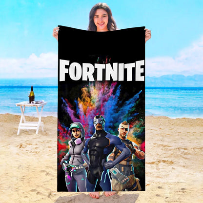 Toalha de Praia Game F-Fortnites em Microfibra para Hotel, Casa de Banho, Sauna, Spa, Praia, Viagem, Piscina, Casa, Banho de Bebé, Ginásio e Duche