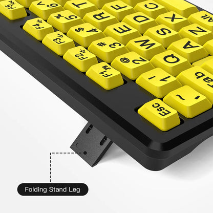 Wired Keyboard Yellow Large Character Keyboard for Elderly, High Compatibility USB Plug-and-Play Large Key Design, High Contrast