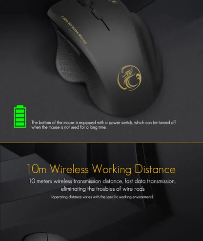 Gaming ABS Wireless Mouse Ergonomic Computer IMICE Mouse 2.4Ghz Gamer PC Optical Mouse With USB Receiver 1600 DPI For Laptop PC