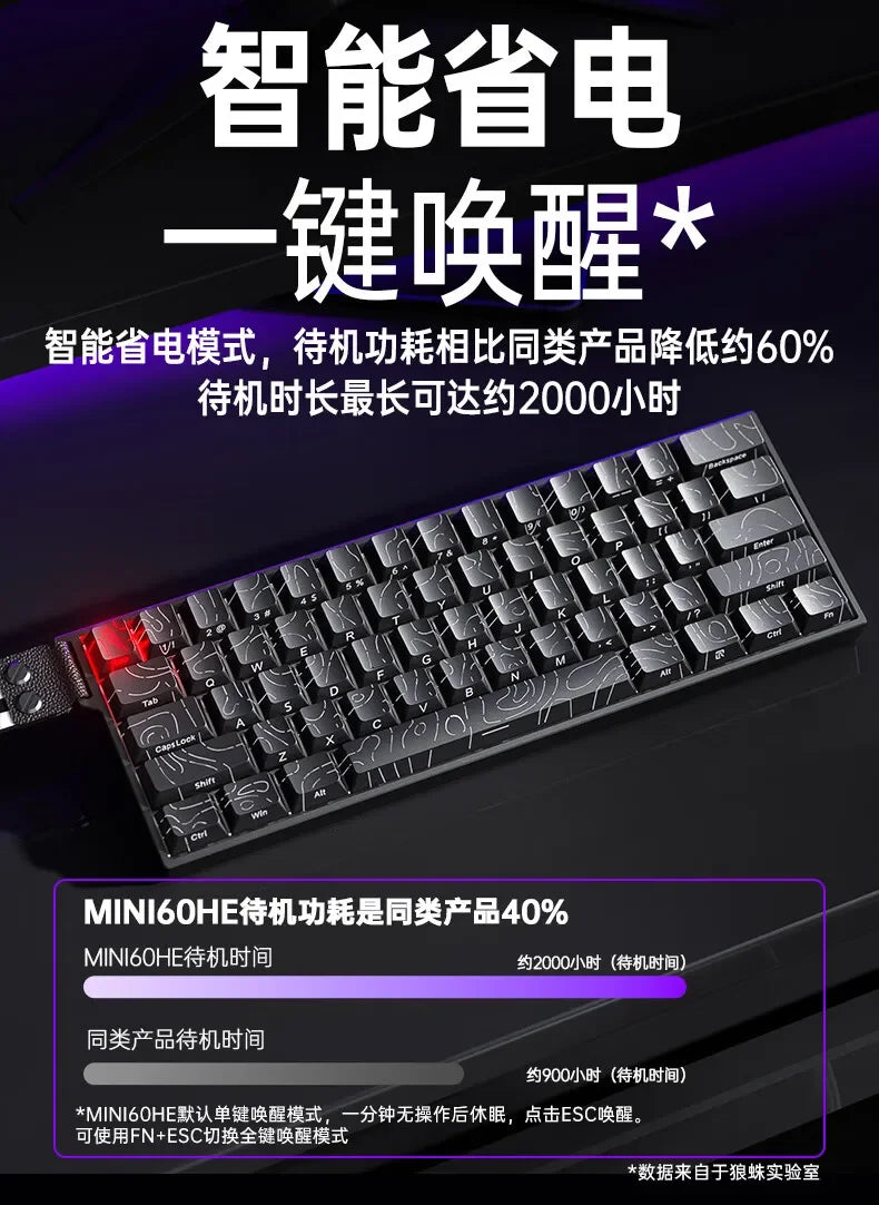 AULA Mini60 HE Magnetic Switch Keyboard RGB Tri Mode Wireless Mechanical Keyboard 8000Hz 0.01mmRT Gaming Keyboard Gamer Gifts