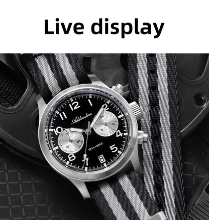 ADDIESDIVE 2025 Neue Panda Eye Herrenuhr, luxuriöse Retro-VK64-Quarzuhr für Herren, Sport-Chronograph, 100M wasserdicht, leuchtend