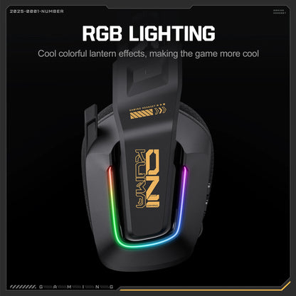 Cuffie da gaming wireless ONIKUMA GT828 Bluetooth 5.3 RGB con microfono, cancellazione del rumore e connessione a 4 modalità per PC, PS5 e laptop