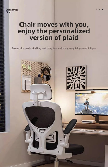 Ergonominen pelituoli asuntolaan ja toimistoon pitkiin käyttöjaksoihin, mukava tietokonetuoli, työpöytätuoli ja pehmeä pelituoli