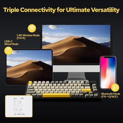 Ajazz AK820/AK820Pro Gaming Mechanical Keyboard Bluetooth 5.1/Wireless/Wired Custom Keyboard With Heat Exchange Sealed Button