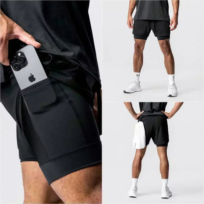 Anime Demon Slayer Gym Shorts Man Quick Dry Pants Double-layer 2 in 1 Shorts Y2k Sportswear Summer 2026 Breathable Streetwear