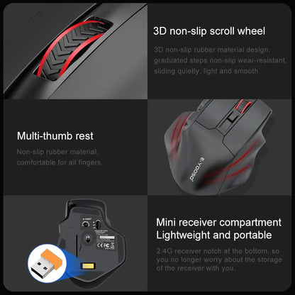 Mouse gaming E-YOOSO X-31 Pro USB, mare, cu suport Bluetooth 2.4G Wireless, PAW3212, 4800 DPI, pentru gameri, computer, laptop și PC