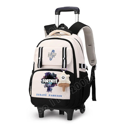 Fortnite Student Rolling Backpack Large Capacity Waterproof Lightweight Design Minimalist Laptop School Bag Casual Travel Bag