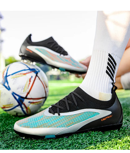 Men New TF Football Boots Sneakers Society Field Resistant Adult Breathable Male Soccer Shoes Training Top Quality Studded