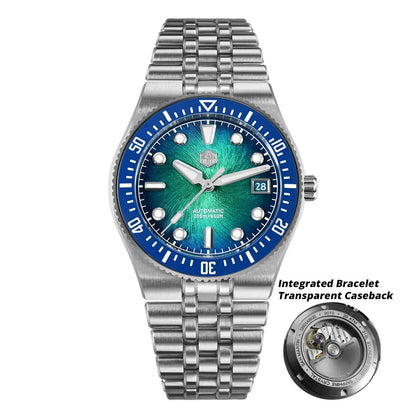 San Martin 40mm Luxus-Taucheruhr für Herren, Miyota 9015, Sunburst-Emaille-Zifferblatt, automatische mechanische Armbanduhr, wasserdicht bis 200m, SN0148