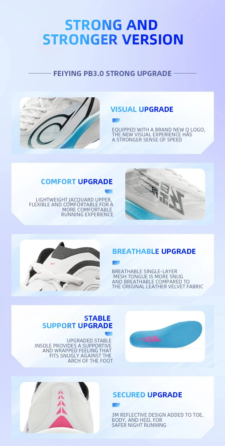 QIAODAN Feiying PB3 Enhanced Edition Professional Marathon Carbon Board Running Shoes 2025 Men's Sneakers QDB023251299T