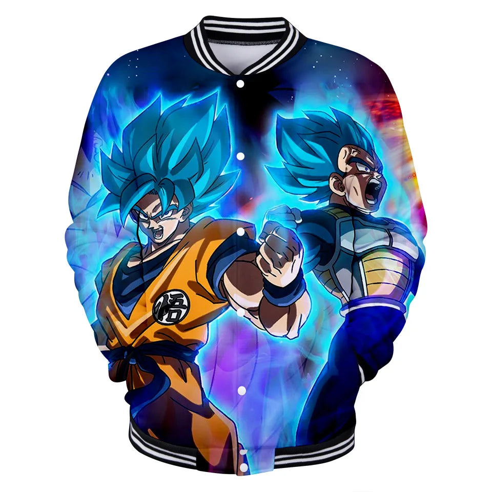 Neue japanische Anime Dragon Ball Z College-Jacke für den Herbst, lässiger Sweatshirt-Hoodie-Mantel, Marken-Baseballjacke
