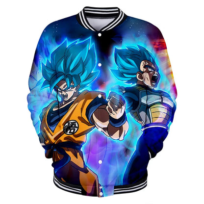 Neue japanische Anime Dragon Ball Z College-Jacke für den Herbst, lässiger Sweatshirt-Hoodie-Mantel, Marken-Baseballjacke