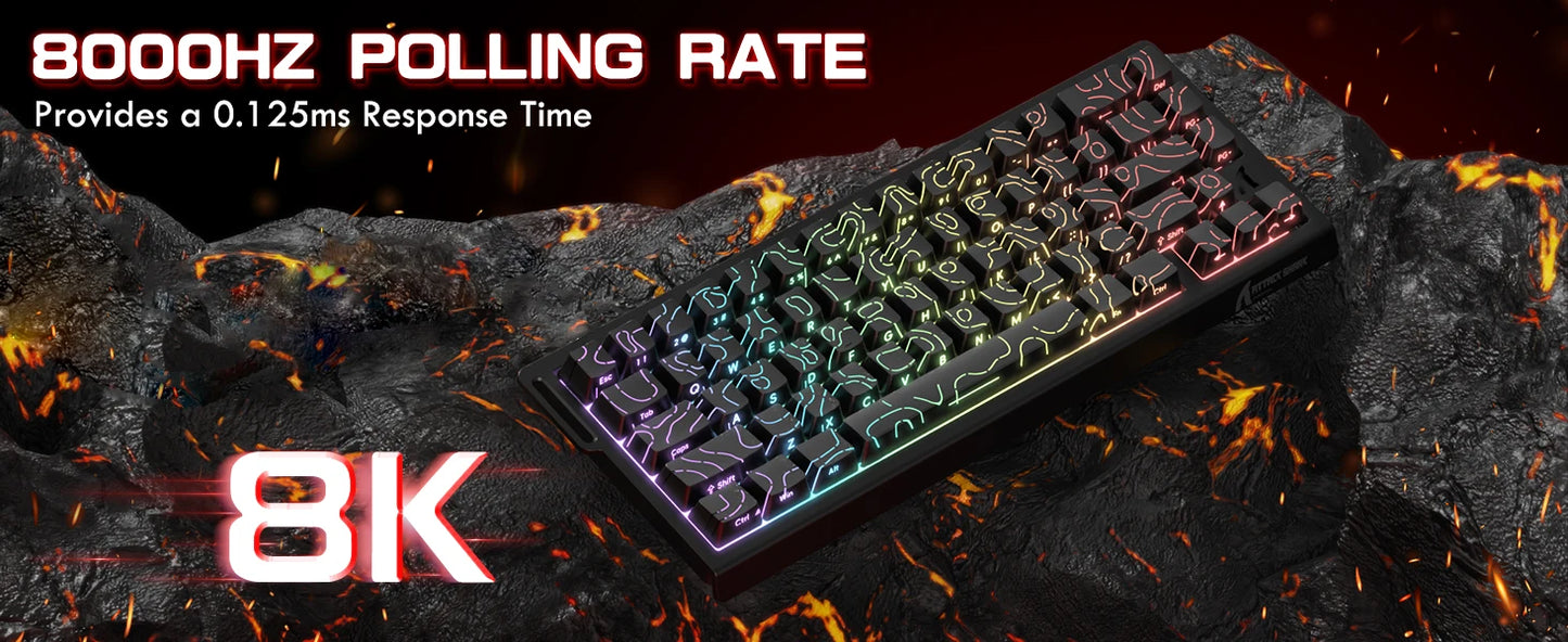 ATTACK SHARK X68PRO HE 60% Wireless Rapid Trigger Gaming Keyboard, Adjustable Actuation, 8K, Hall Effect Magnetic Switch, Tri-mode