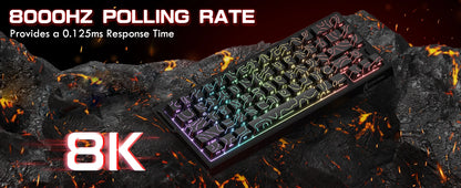 ATTACK SHARK X68PRO HE 60% Wireless Rapid Trigger Gaming Keyboard, Adjustable Actuation, 8K, Hall Effect Magnetic Switch, Tri-mode