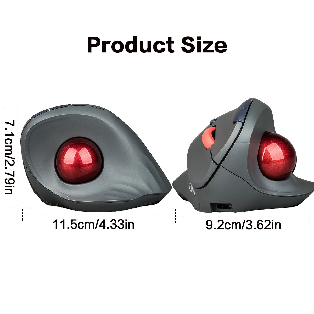 JOMAA Wireless Trackball Mouse Vertical Rechargeable Rollerball Mouse Ergonomic Silent Click Gaming Mouse for Windows Computer