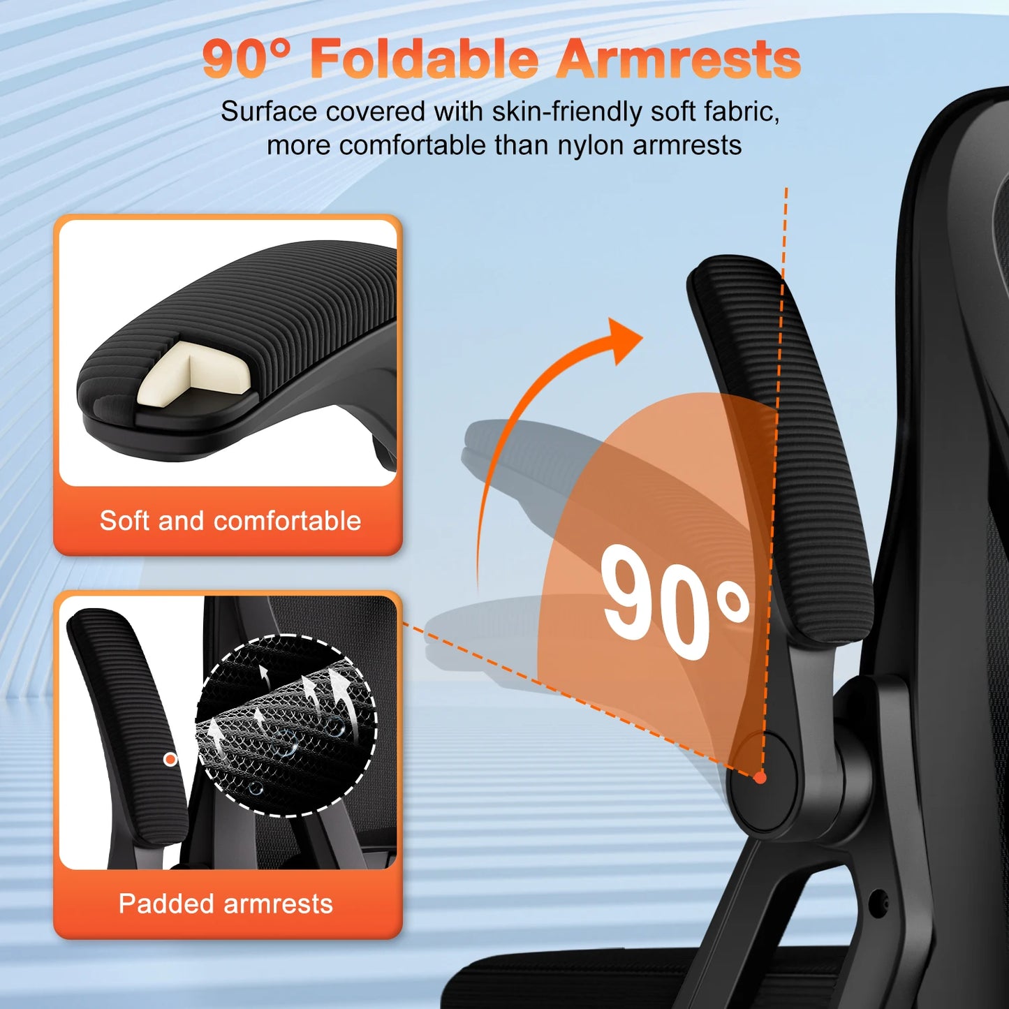 Office Chair Ergonomic Reclining 90°-135°, Desk Chair with Lumbar Support, Computer Chair Adjustable Headrest, Living Room Chairs