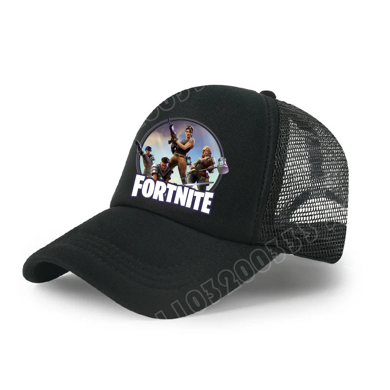 Dětská letní kšiltovka Fortnite s potiskem ve stylu kreslené hry, prodyšná síťovina, nastavitelná čepice s kšiltem, dárek k narozeninám pro děti