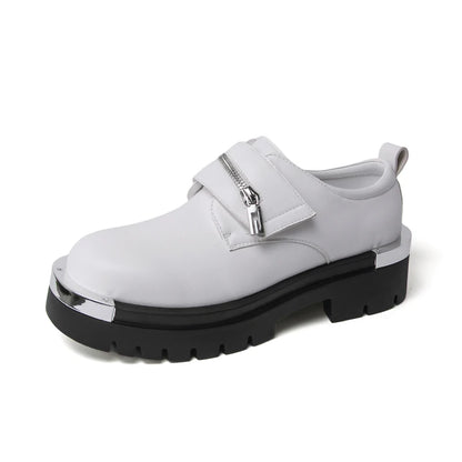 Men's thick soled leather shoes Designer's personalized style Leisure Party Office Outdoor Fashion Street Black white shoes