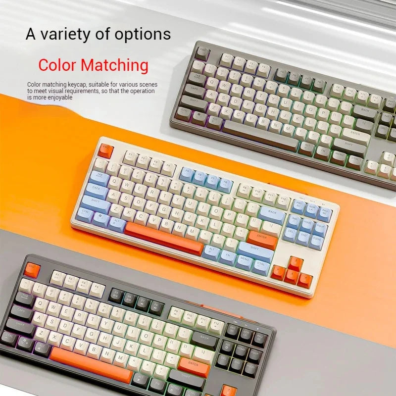 Teclado Gaming Sem Fios Free Wolf M87 75% - Switches Silenciosos, Retroiluminação Rainbow, BT/2.4G, Teclas PBT em Degradé, Design Compacto
