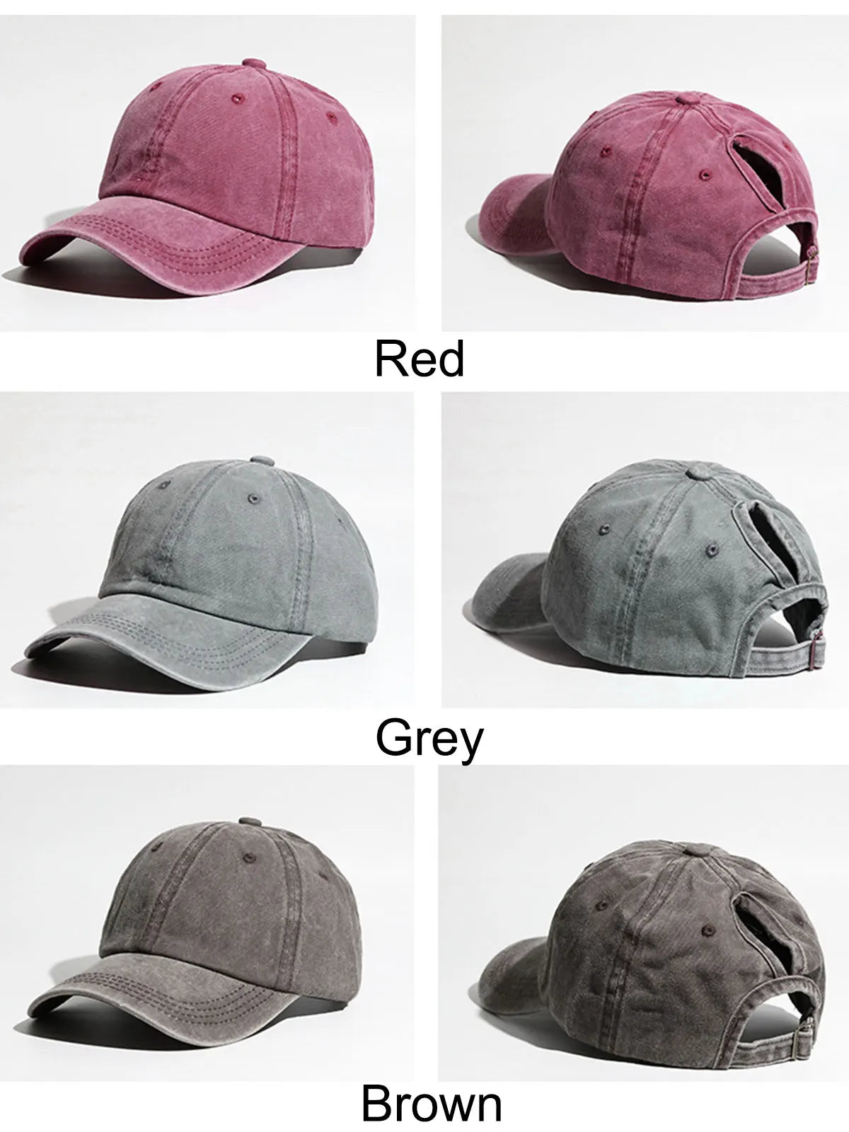 Simple Washed Hole Crossing High Ponytail Hat For Women, Versatile Baseball Cap Soft Top Baseball Cap