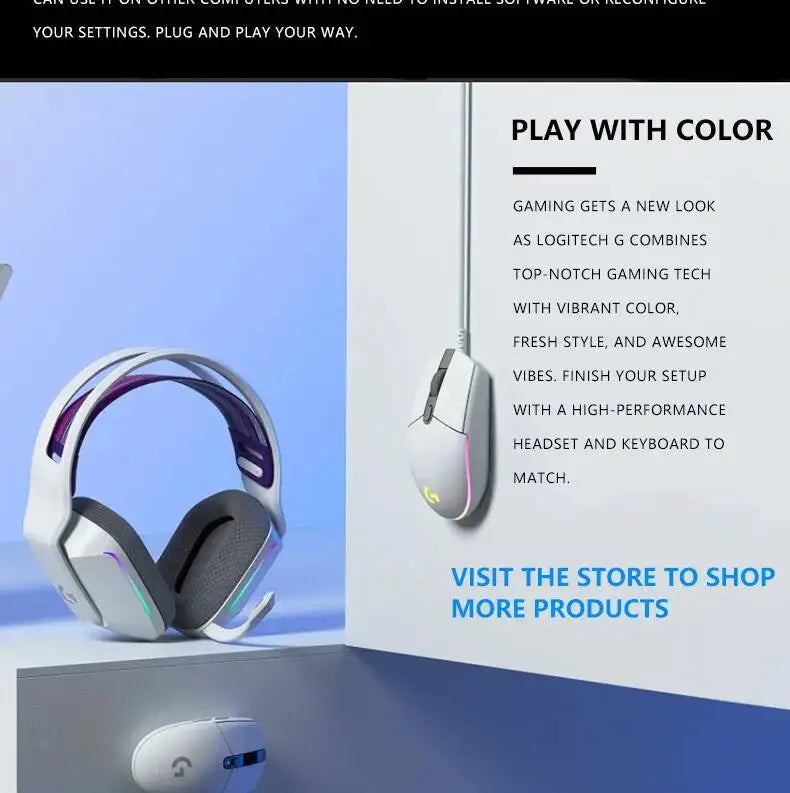 Logitech G203 LIGHTSYNC Mouse Wired 8000 DPI Sensor RGB Sync 6 Buttons Mechanical Tensioning Office-Gaming Dual-Use
