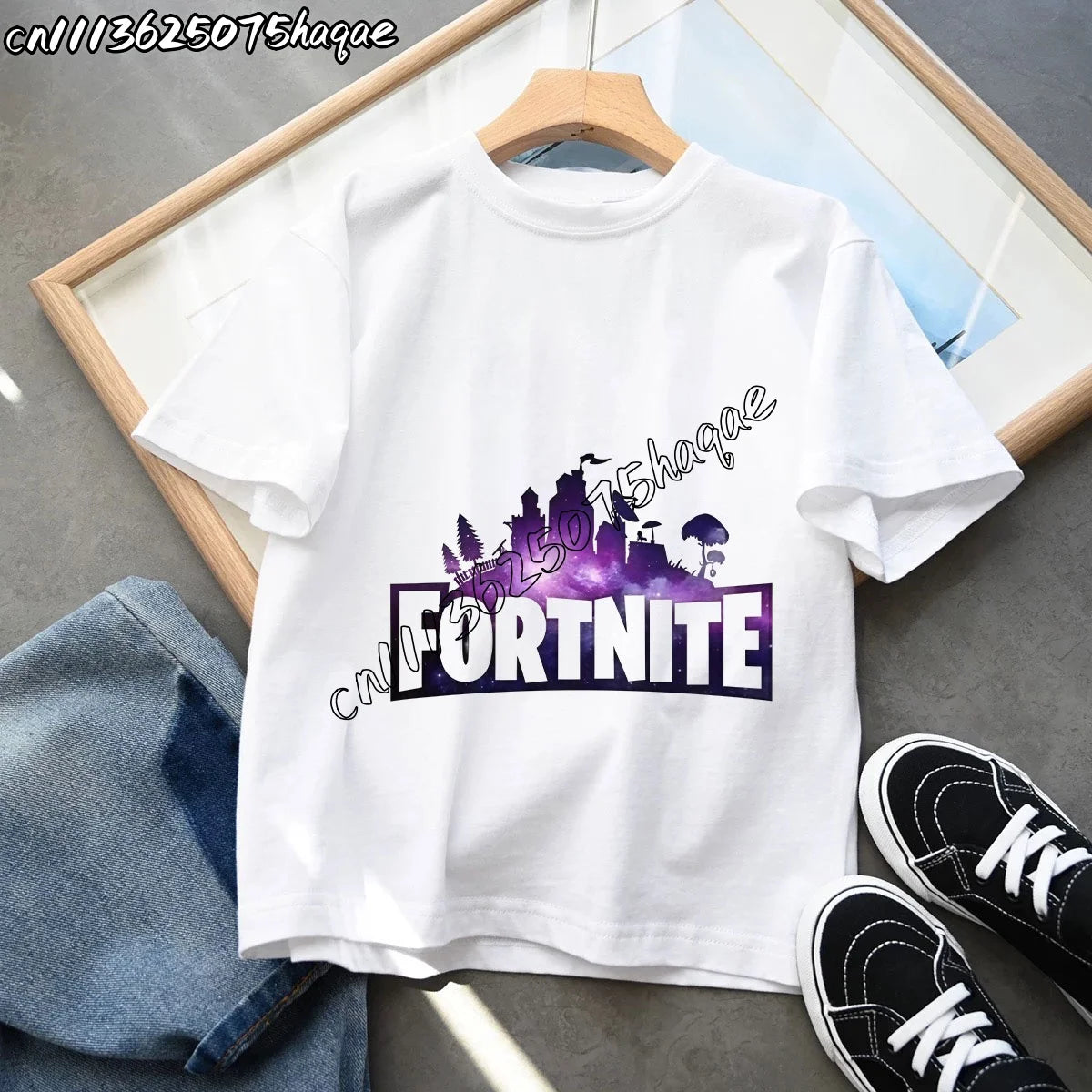T-shirts Infantis Fortnite Novidade de Verão, T-shirt com Figura de Desenho Animado, Estampado Gráfico, Casual e Desportivo, Manga Curta, Tops Desportivos para Criança, Roupa para Rapazes