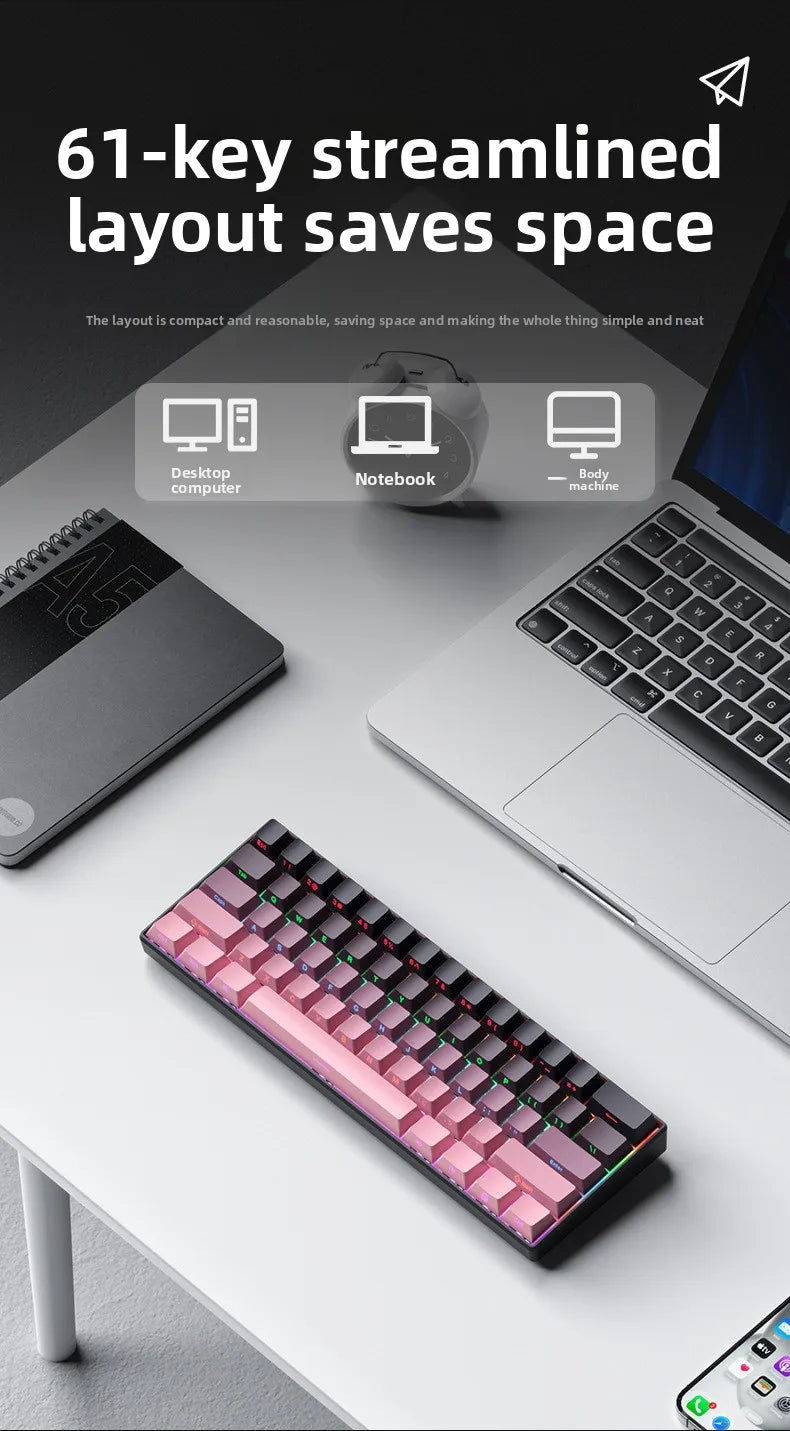 Bluetooth Wireless Mechanical Keyboards RGB Gamer Keyboard for Tablet Mechanical 60% iPad Backlit Mini USB Keyboard