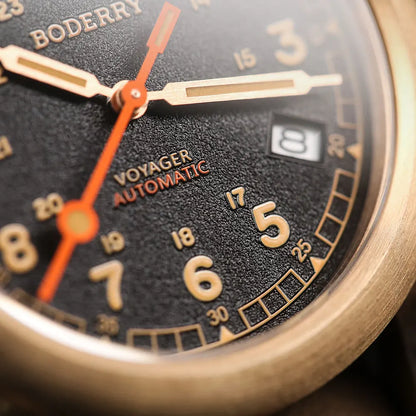 Boderry VOYAGER Field Watches Bronze Case Automatic For Seiko NH35 Watch 100M Waterproof Clock Military Vintage Wristwatch Mens