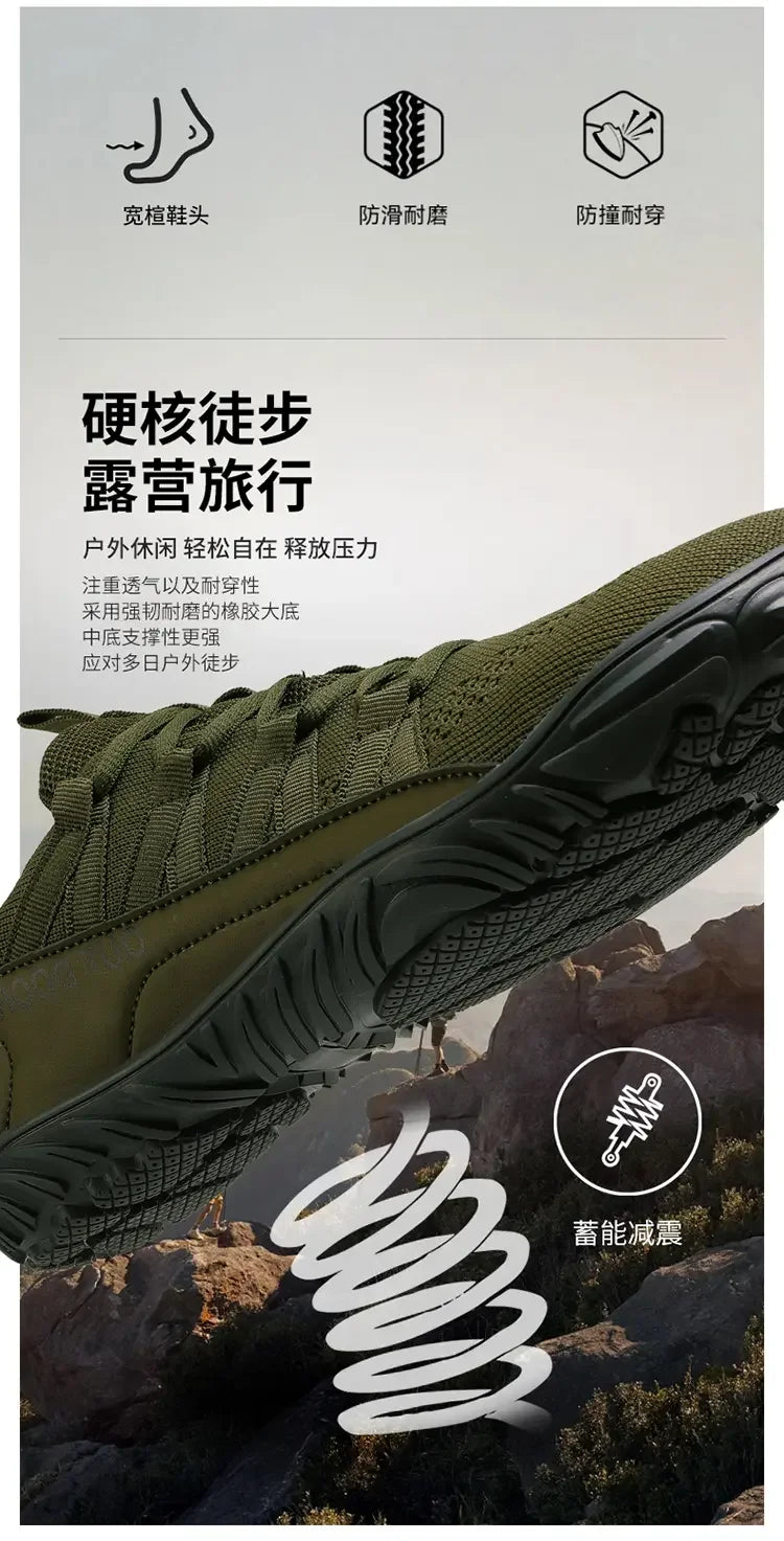 Scarpe da uomo semplici e leggere da trekking sportivo 2025, barefoot a punta larga, multifunzionali casual in mesh traspirante per camminare