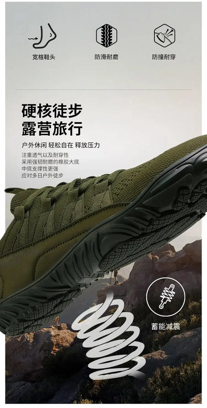 Scarpe da uomo semplici e leggere da trekking sportivo 2025, barefoot a punta larga, multifunzionali casual in mesh traspirante per camminare