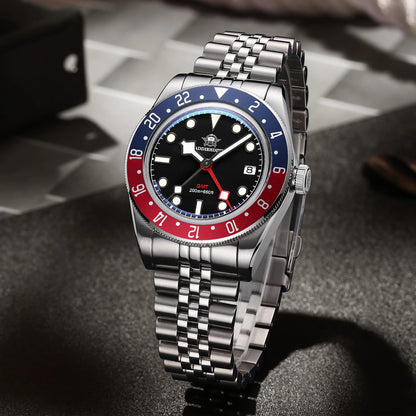 ADDIESDIVE Luxury GMT515-24H Men's Watch Diver 200m Bubble Mirror Glass BGW9 Super Luminous Stainless Steel Men's Analog Watches
