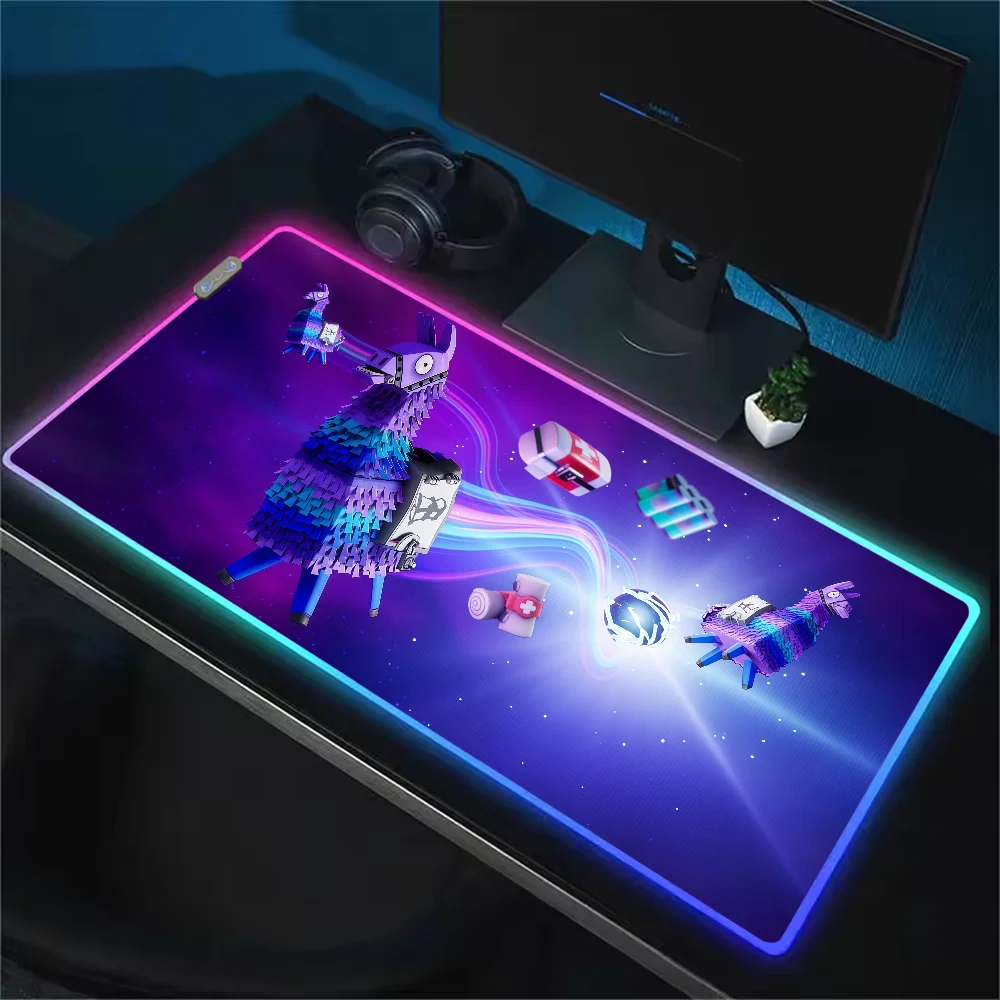 Game F-Fortnite Survival Battle Mouse Pad RGB LED Light Non-Slip Rubber Base Waterproof Office PC Home Desk Mat USB Large Game