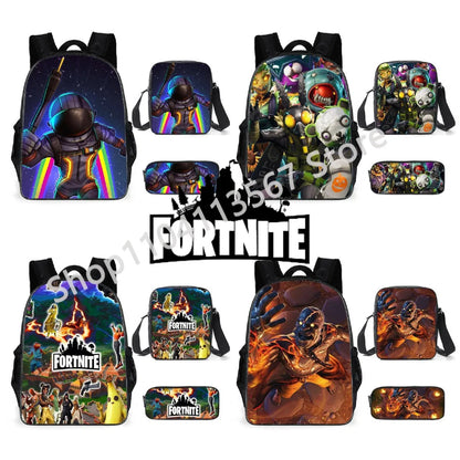 Fortnite Kids 3pcs Backpack Set Women Backpacks Office Stationery for Teenage Girls Boys Laptop Backpack Casual Travel Rucksack