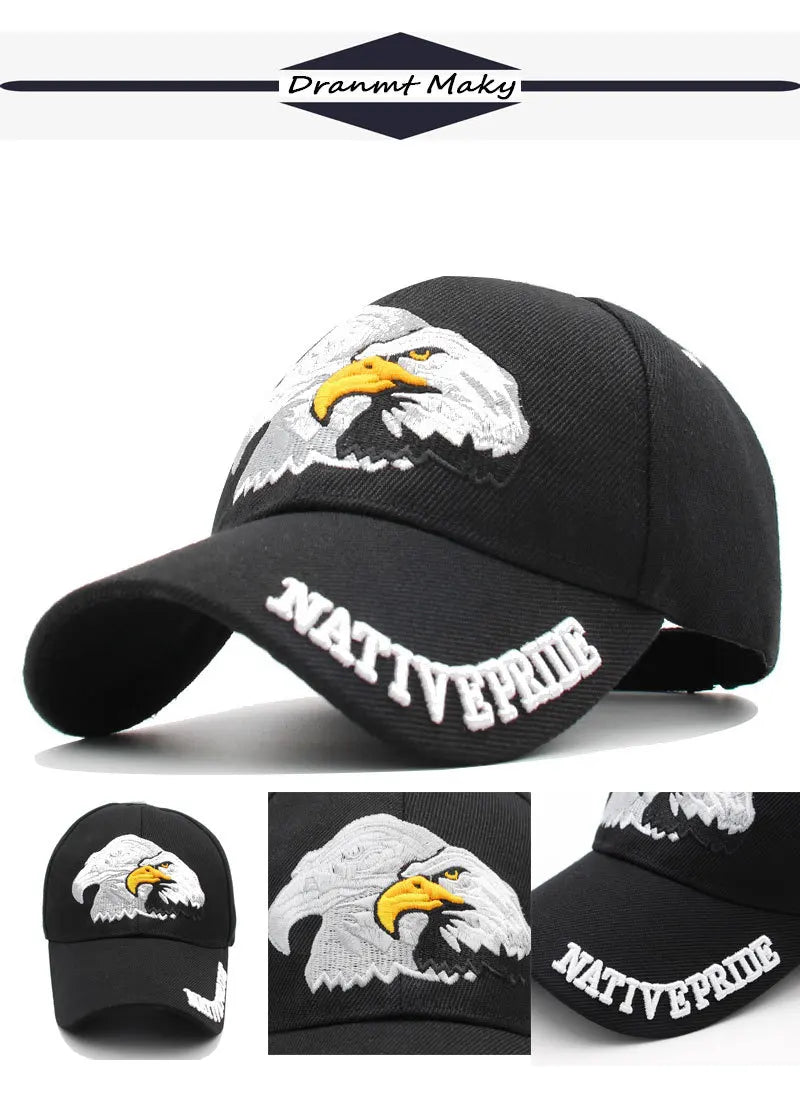 New Men's Animal Baseball Cap Patriotic Bald Eagle and American Flag Snapback Caps For Women USA 3D Embroidery Farm Trucker Hats