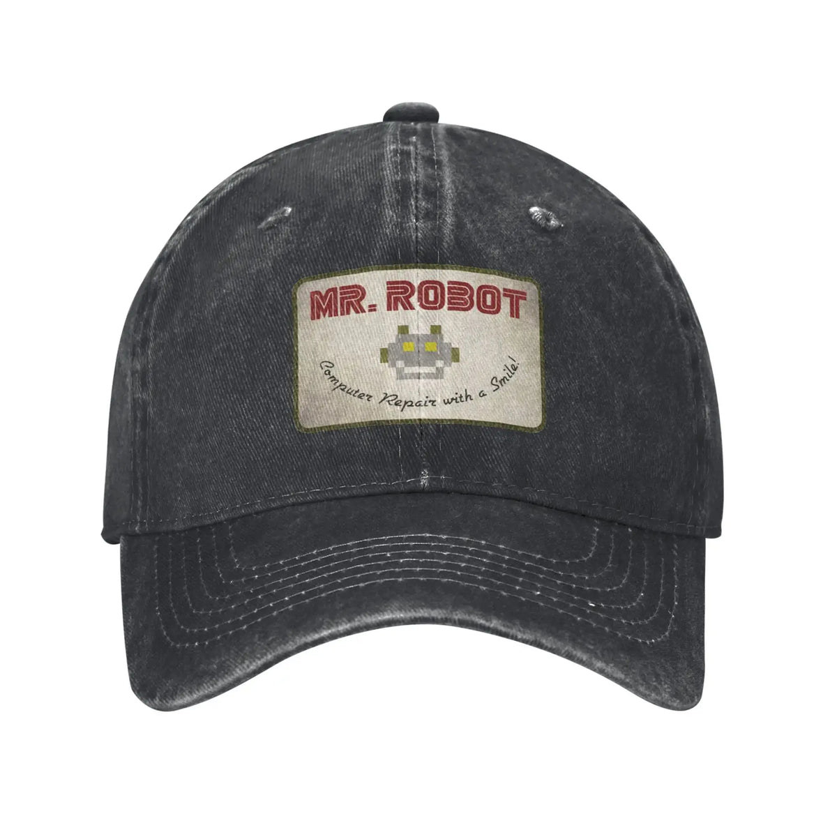 Computer mit Sourires Anime Funny Mr Robot Individuell gestaltete Retro-Cowboy-Baseballkappen für Herren aus Denim, Sonnenhut, Hip-Hop-Kappe