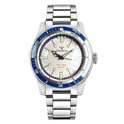Tandorio NH35A PT5000 Mechanical Men's Watch 20BAR Waterproof Sapphire Luminous Red Black Dial Stainless Steel Bracelet New Clock