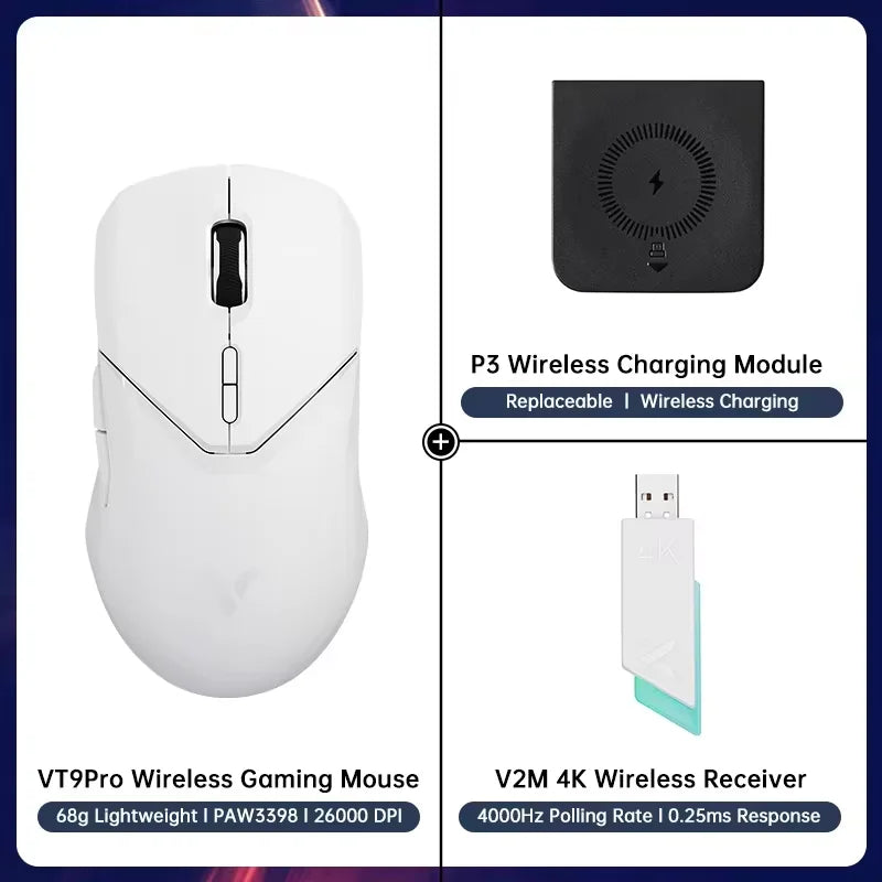 Rapoo VT9PRO PAW3398 Wireless Gaming Mouse 68g Wired Programmable Ergonomic Mice 26000DPI Type C Rechargeable PC Gamer Accessory