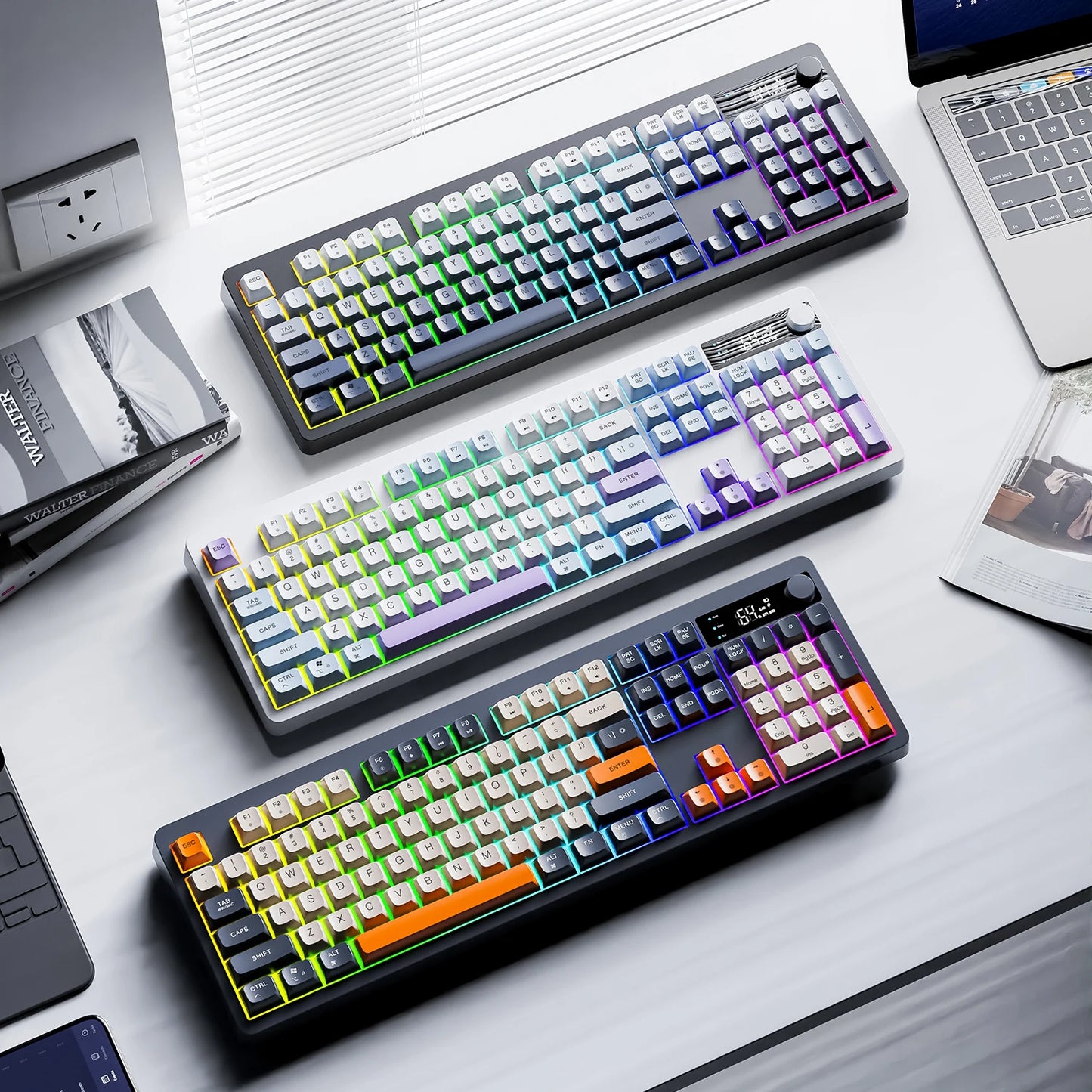Teclado XUNFOX TK100 sem fios 2.4 Bluetooth de modo duplo para gaming, silencioso, escritório e portátil, universal