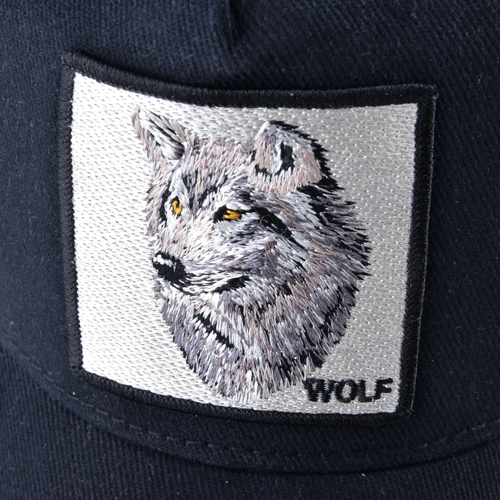 Modieuze baseballpet met geborduurde wolfspatch, snapback, hiphop-truckerpetten voor heren en dames, ademende pet met klep voor buitengebruik