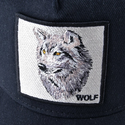 Modieuze baseballpet met geborduurde wolfspatch, snapback, hiphop-truckerpetten voor heren en dames, ademende pet met klep voor buitengebruik